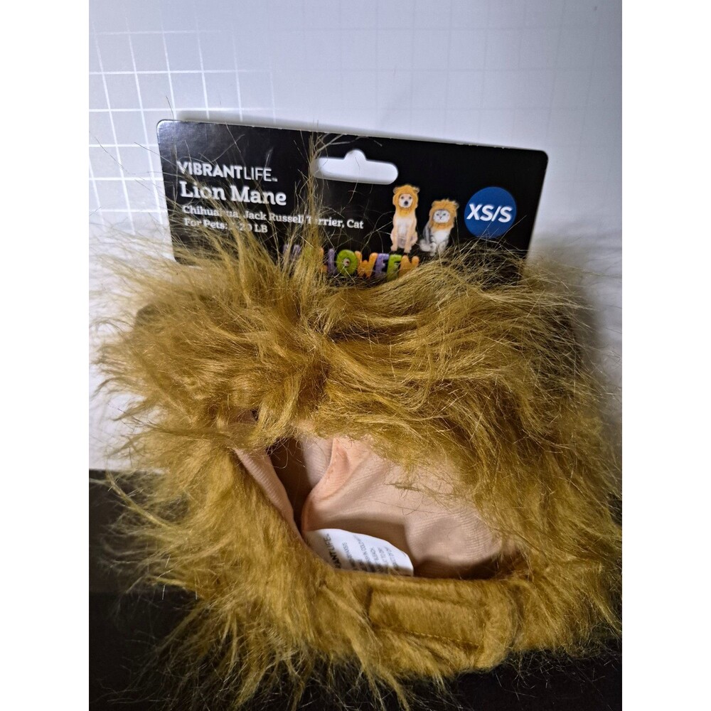 Vibrant Life Lion Mane Dog Costume XS/S Brown Faux Fur for Chihuahua